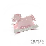Cavallo a dondolo star rosa per bomboniere 120x35x90mm