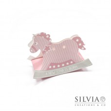 Cavallo a dondolo star rosa per bomboniere 120x35x90mm