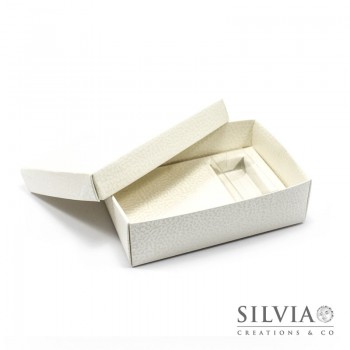 Scatola combinata pelle bianca per bomboniere 130x90x40mm