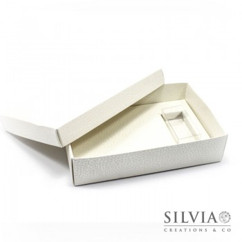 Scatola combinata pelle bianca per bomboniere 165x110x40mm