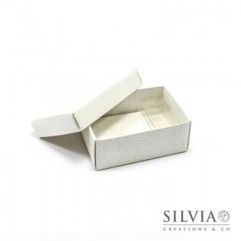 Scatola combinata pelle bianca per bomboniere 95x65x40mm