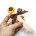 Segnalibro paletta di legno con girasole giallo