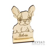 Segnaposto in legno personalizzato a forma di cane bull dog