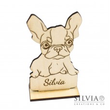 Segnaposto in legno personalizzato a forma di cane bull dog