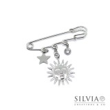 Spilla con sole e charms per sciarpa o cardigan Spilla con sole e charms per sciarpa o cardigan