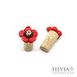 Tappo in sughero con fiore rosso e beige
